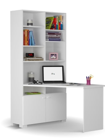 Psací stůl - regál levý Uni White