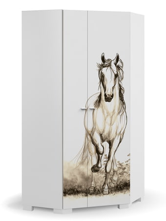 Rohová skříň Horse White