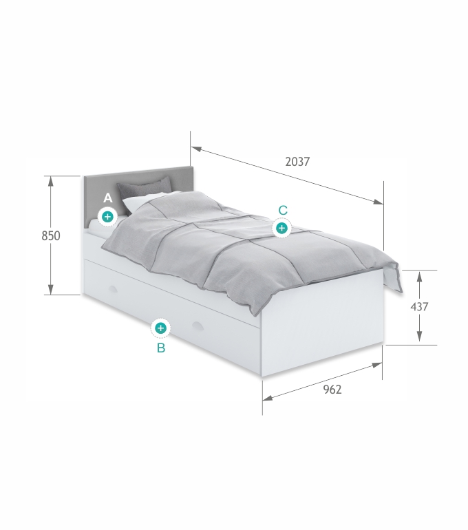 Łóżko tapicerowane 90x200 GO!